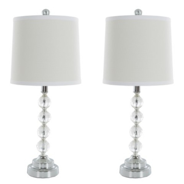 Hastings Home Table Lamps Set of 2, Faceted Crystal Balls (2 LED Bulbs included) by Hastings Home 436841DTX